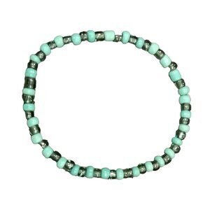 Green Bracelet 7 inch Vintage Glass Bead St Patricks Day